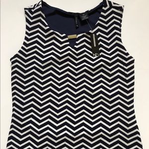 Nave blue & white chevron sleeveless blouse.